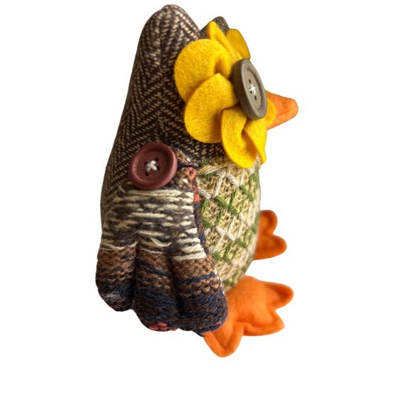 Handcrafted Vintage Whimsical Owl Decor With Button Eyes & Floral Accents - Picture 6 of 6